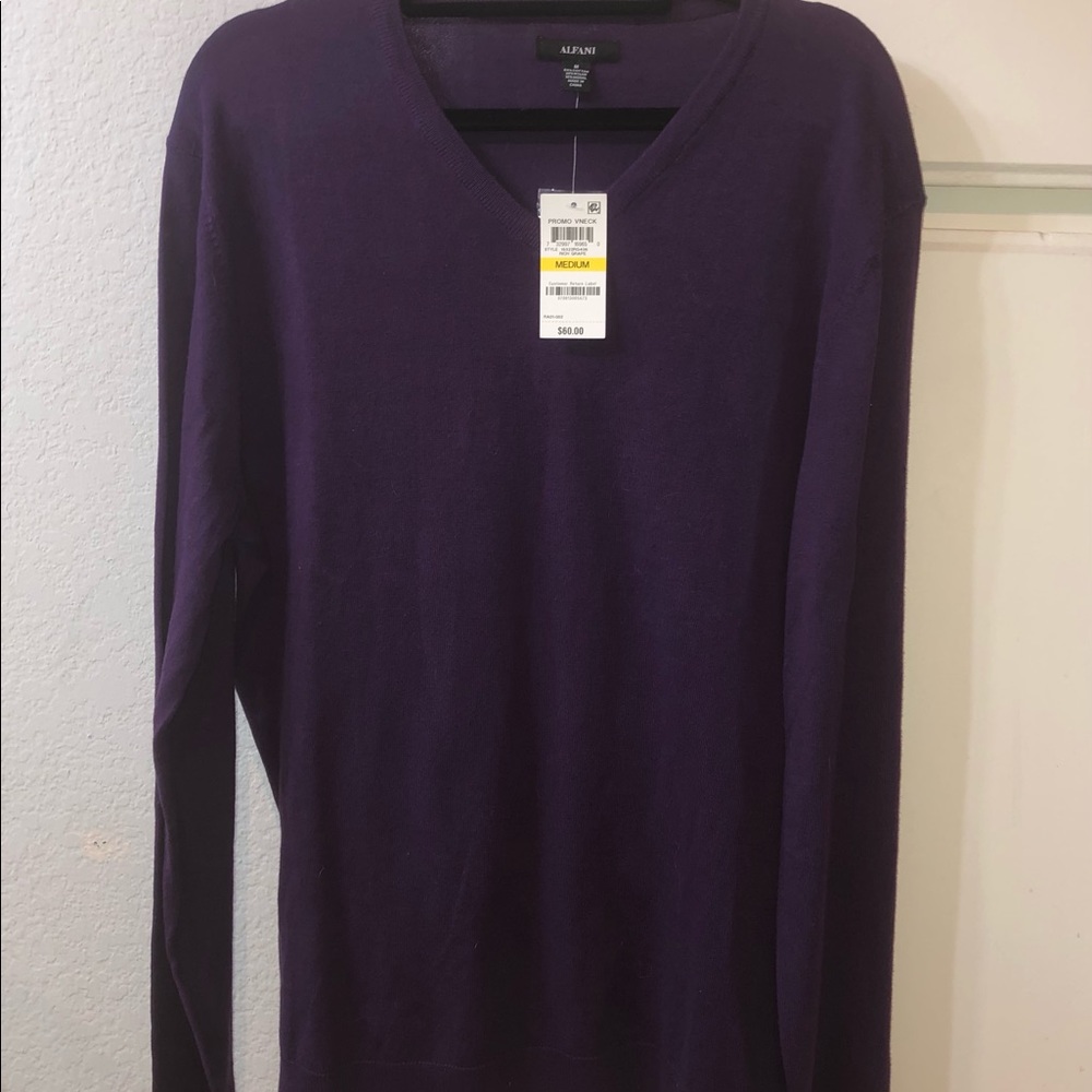 Alfani Men’s “Rich Grape” V-Neck Sweater, NWT